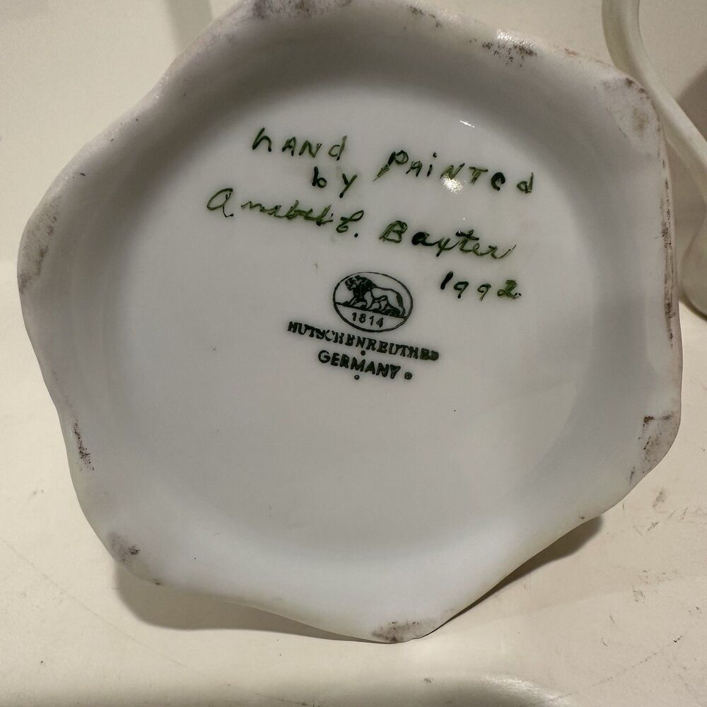 Hutschenreuther Germany Hand Painted Sugar & Creamer Set – Signed 1992 Floral - Picture 11 of 15